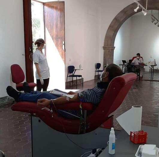 Punto extraordinario de extracción de sangre instalado en la sala baja de las Casas Consistoriales de San Juan (Foto TA)